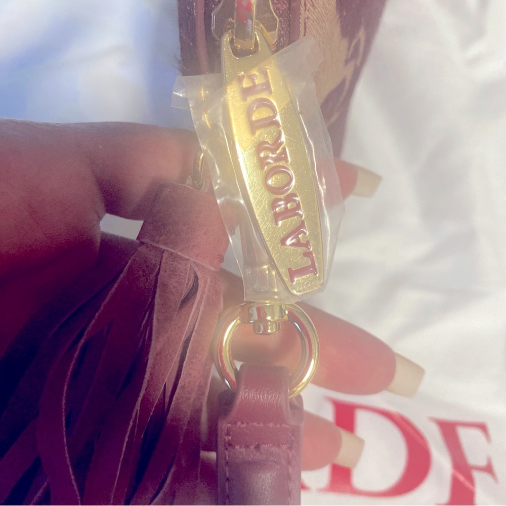 NWT Laborde Hair-On-Hide Tassel Gold Hardware Wristlet/Clutch - Picture 7 of 12